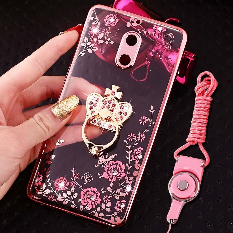 Nokia 6 Strass Coque De Téléphone Tendance Or Rose Anneau Créatif