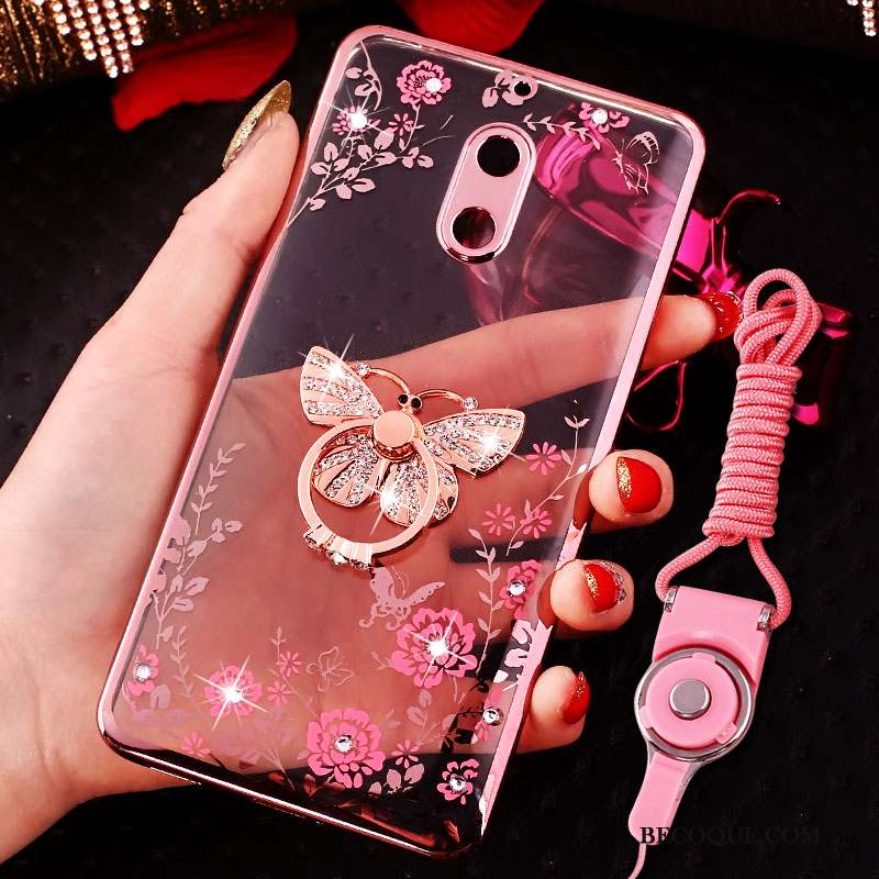 Nokia 6 Strass Coque De Téléphone Tendance Or Rose Anneau Créatif