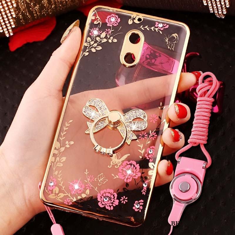 Nokia 6 Strass Coque De Téléphone Tendance Or Rose Anneau Créatif