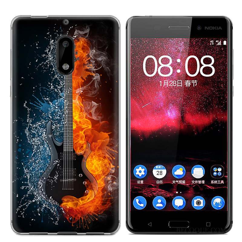 Nokia 6 Étui Bleu Téléphone Portable Coque Fluide Doux Tendance