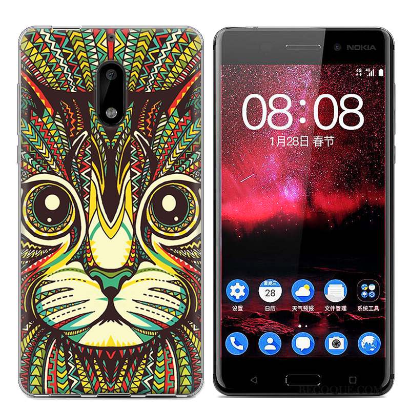 Nokia 6 Étui Bleu Téléphone Portable Coque Fluide Doux Tendance