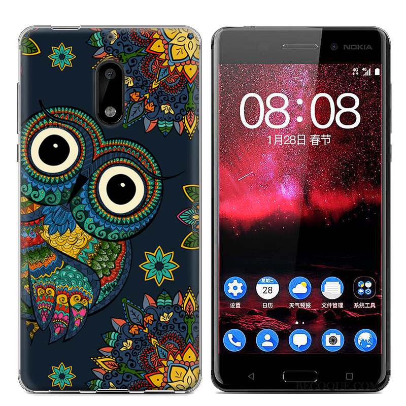 Nokia 6 Étui Bleu Téléphone Portable Coque Fluide Doux Tendance