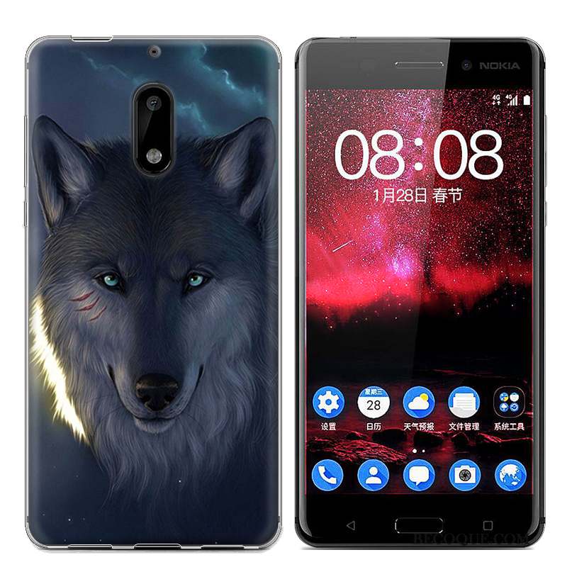 Nokia 6 Étui Bleu Téléphone Portable Coque Fluide Doux Tendance