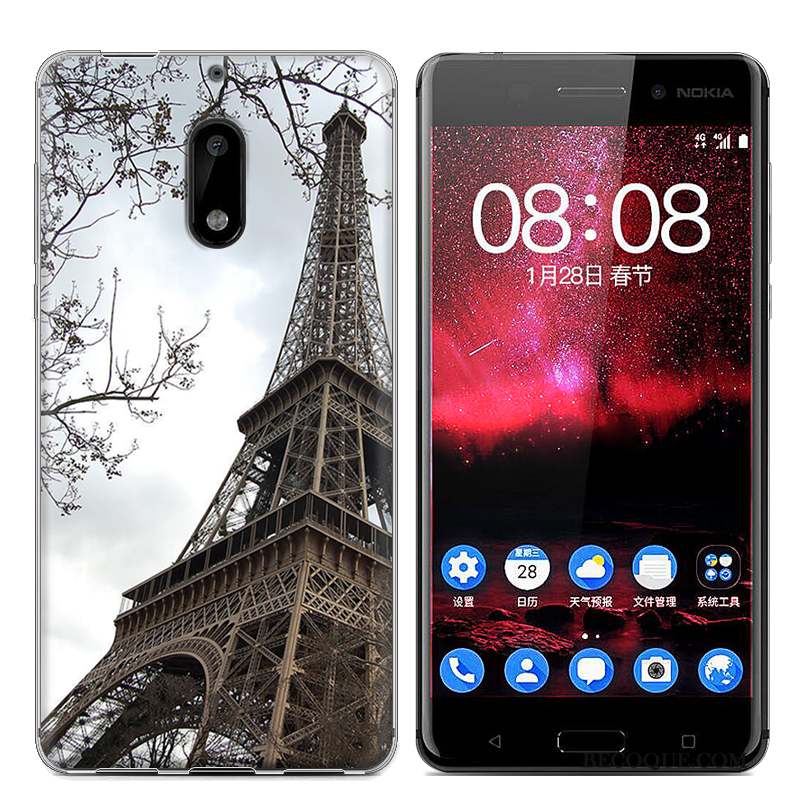 Nokia 6 Étui Bleu Téléphone Portable Coque Fluide Doux Tendance