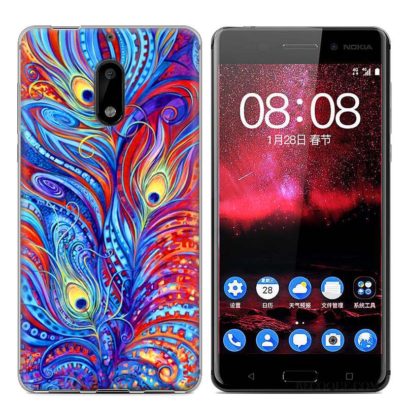 Nokia 6 Étui Bleu Téléphone Portable Coque Fluide Doux Tendance