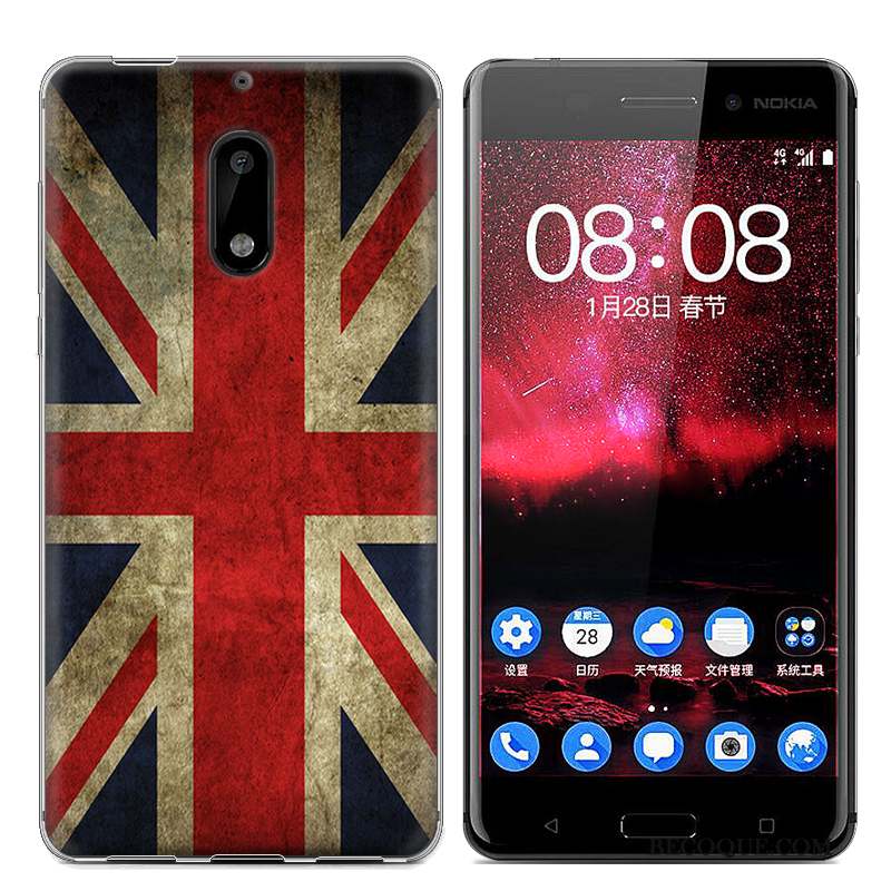 Nokia 6 Étui Bleu Téléphone Portable Coque Fluide Doux Tendance