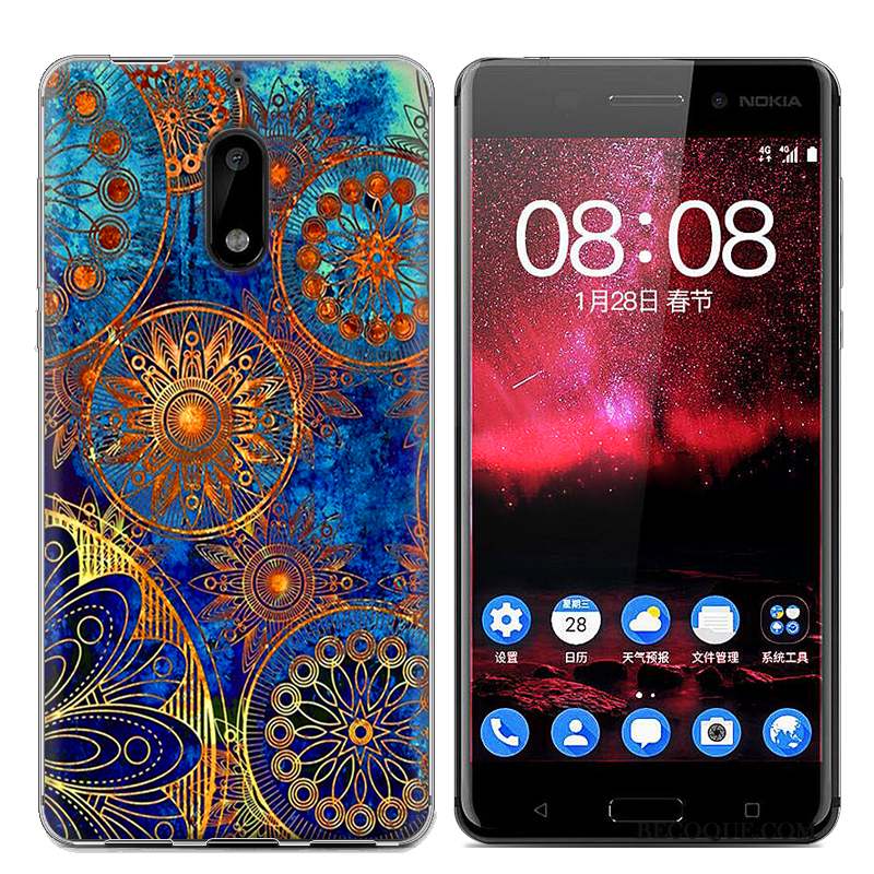 Nokia 6 Étui Bleu Téléphone Portable Coque Fluide Doux Tendance