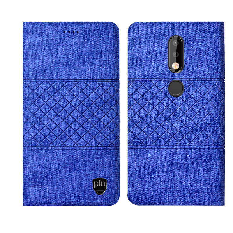 Nokia 7.1 Coque Étui En Cuir Téléphone Portable Plaid Fluide Doux Noir Tout Compris