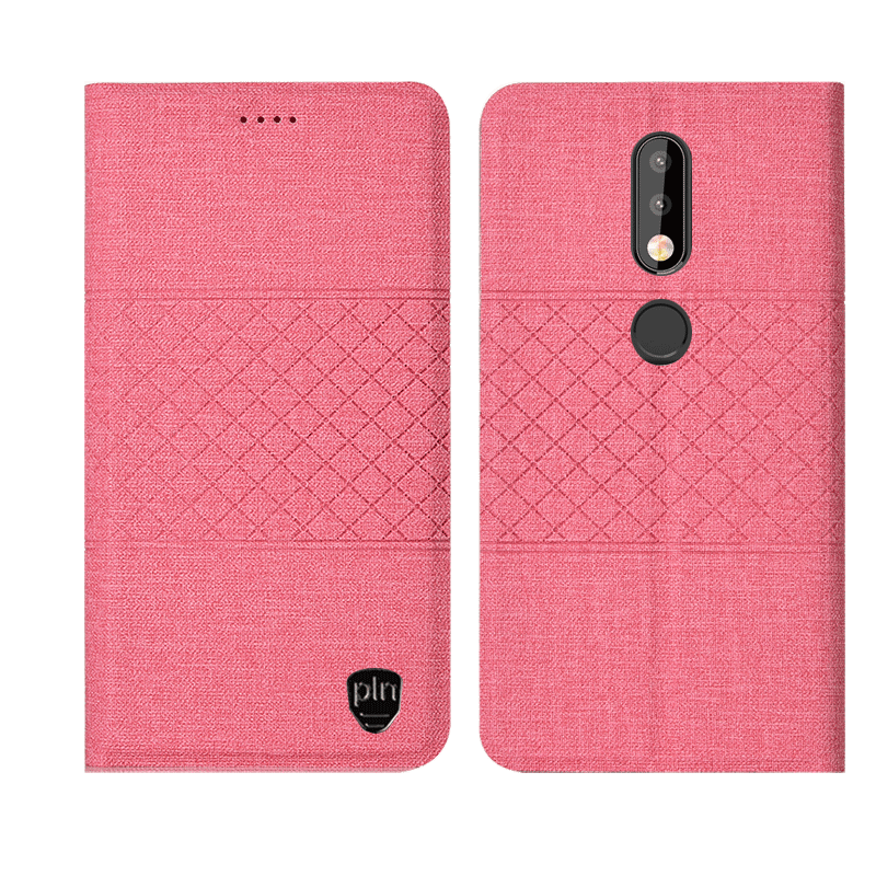 Nokia 7.1 Coque Étui En Cuir Téléphone Portable Plaid Fluide Doux Noir Tout Compris