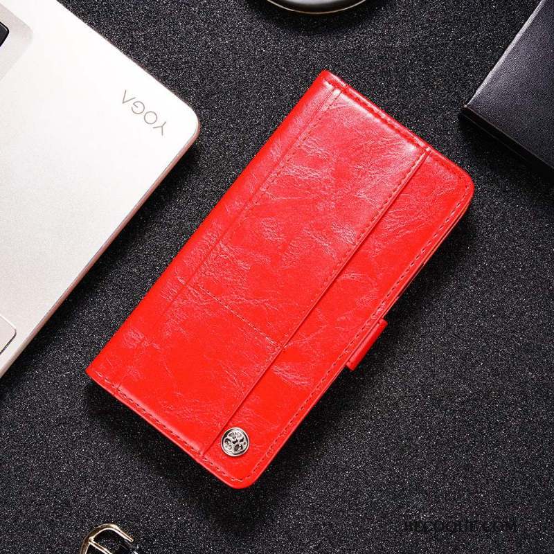 Nokia 7.1 Coque Étui Rouge Étui En Cuir Téléphone Portable Portefeuille Protection
