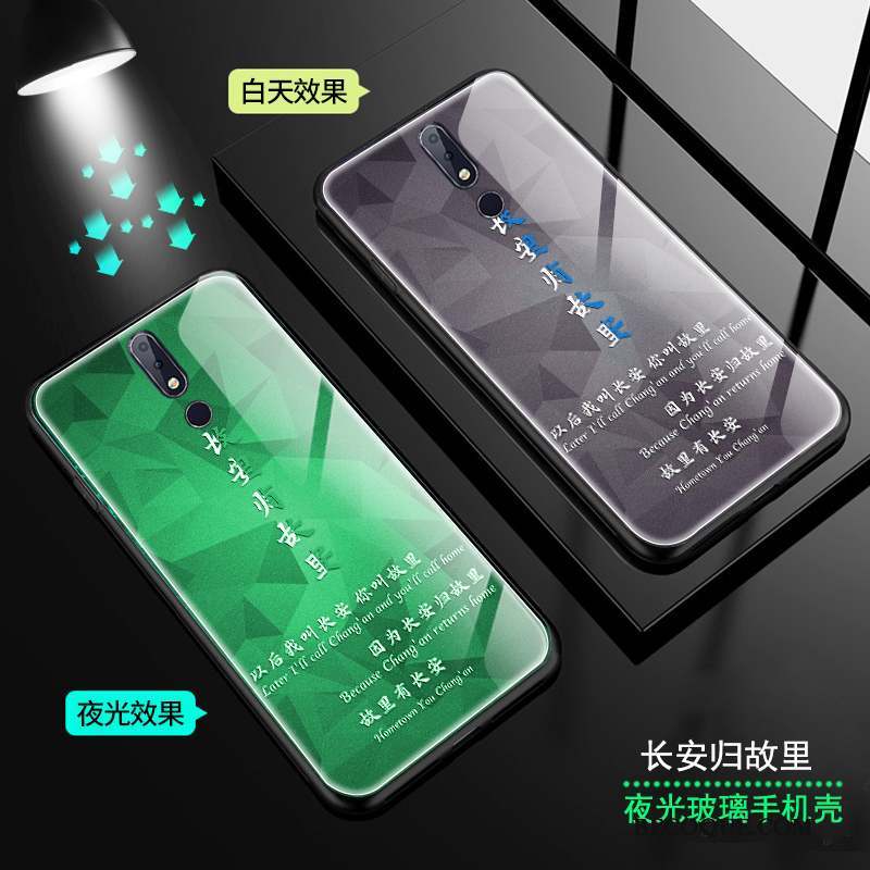 Nokia 7.1 Longue Coque De Téléphone Verre Rouge Lumineuses