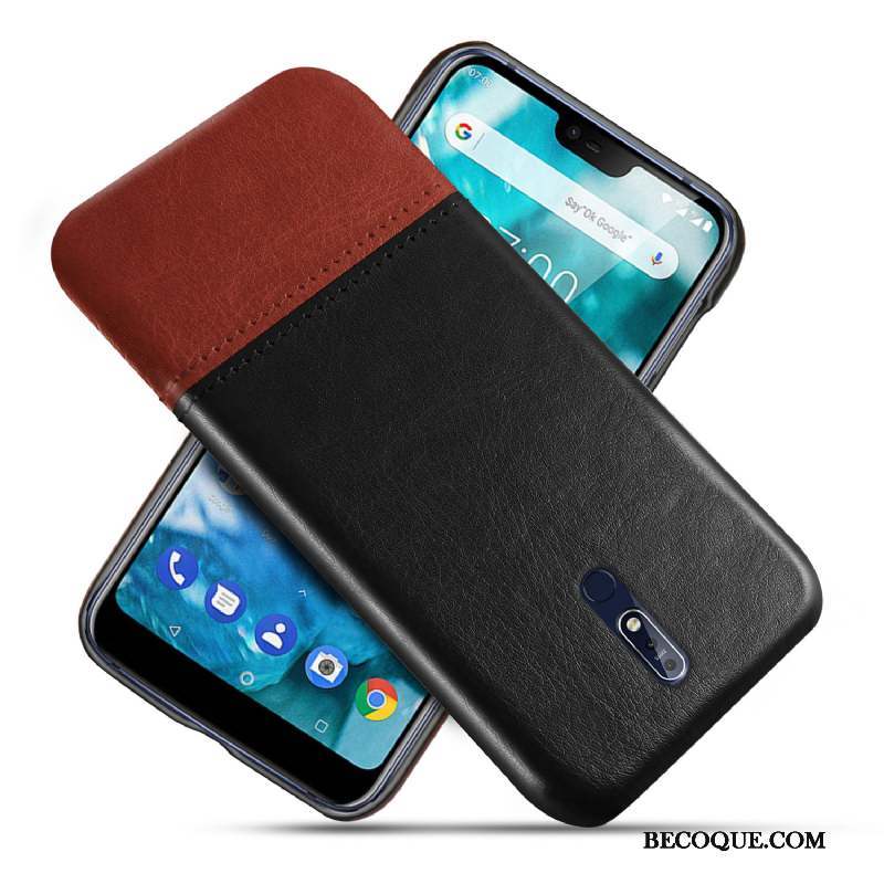 Nokia 7.1 Protection Coque De Téléphone Bleu Qualité Cuir Étui