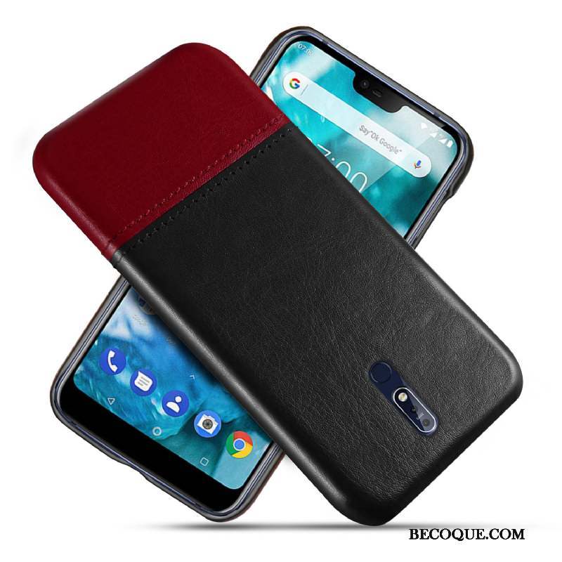 Nokia 7.1 Protection Coque De Téléphone Bleu Qualité Cuir Étui