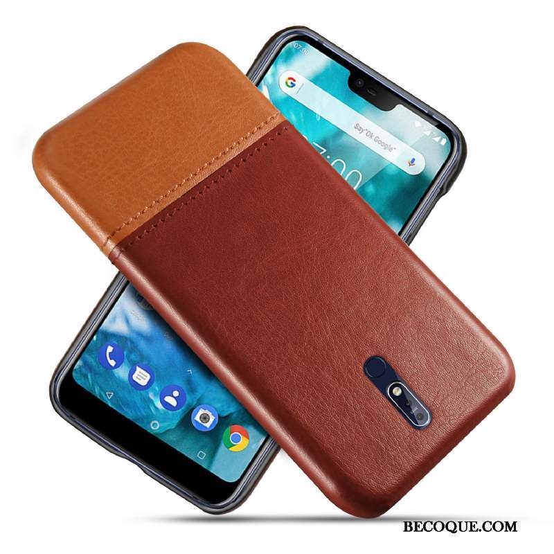 Nokia 7.1 Protection Coque De Téléphone Bleu Qualité Cuir Étui