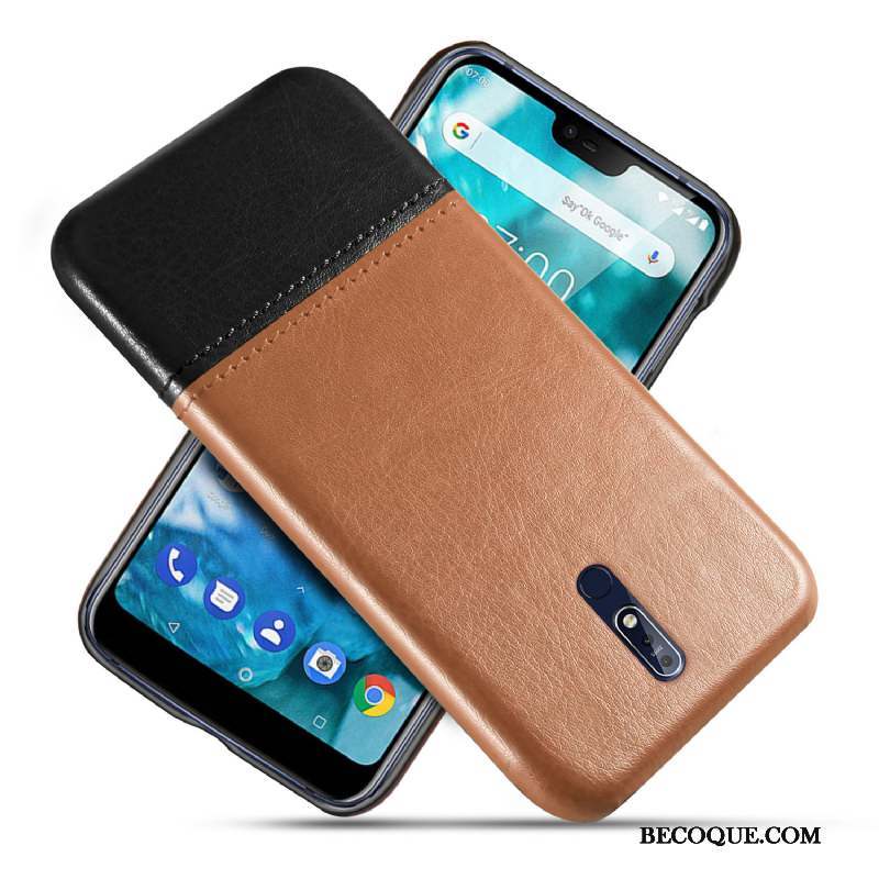 Nokia 7.1 Protection Coque De Téléphone Bleu Qualité Cuir Étui