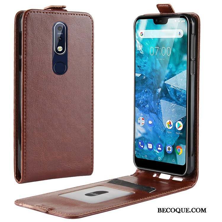 Nokia 7.1 Rouge Étui En Cuir Protection Coque De Téléphone Téléphone Portable