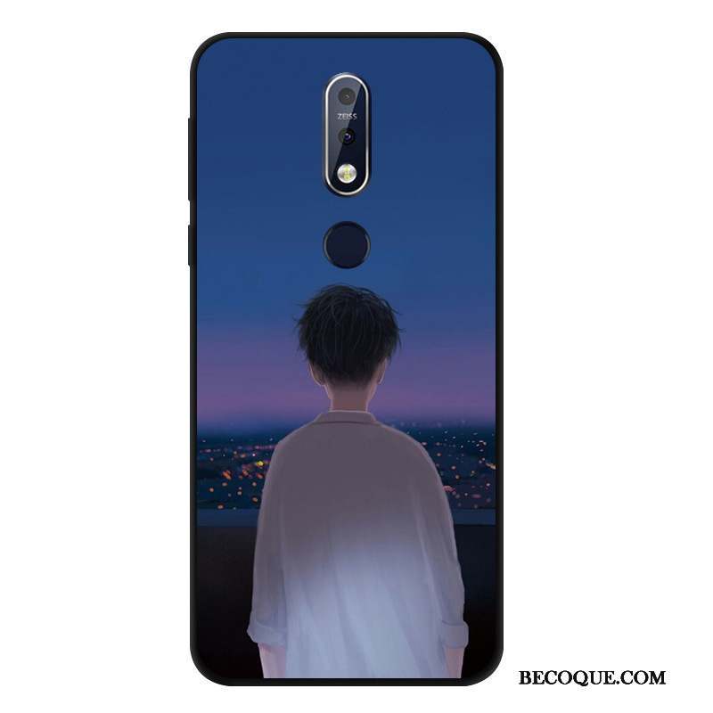 Nokia 7.1 Vent Étui Noir Fluide Doux Coque De Téléphone Incassable