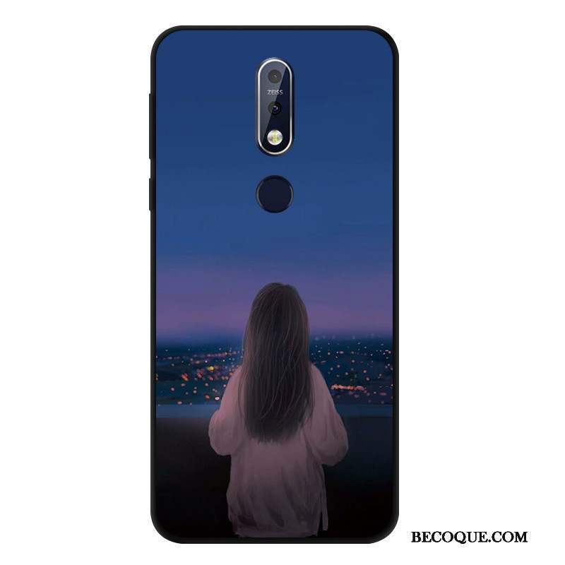 Nokia 7.1 Vent Étui Noir Fluide Doux Coque De Téléphone Incassable