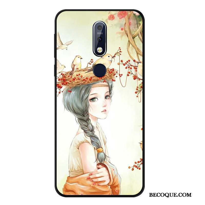 Nokia 7.1 Vent Étui Noir Fluide Doux Coque De Téléphone Incassable