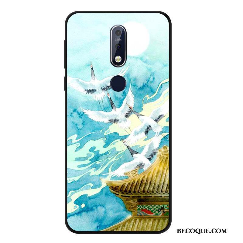 Nokia 7.1 Vent Étui Noir Fluide Doux Coque De Téléphone Incassable