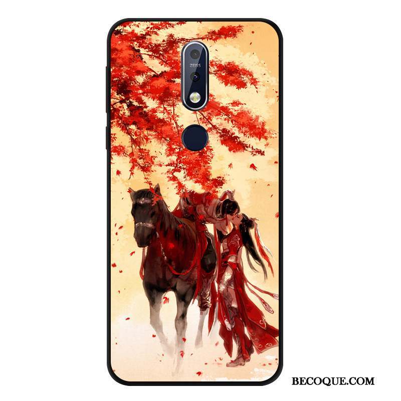 Nokia 7.1 Vent Étui Noir Fluide Doux Coque De Téléphone Incassable