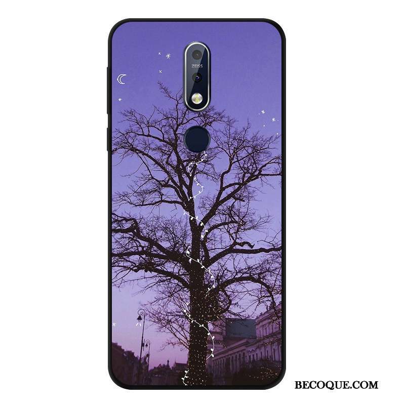 Nokia 7.1 Vent Étui Noir Fluide Doux Coque De Téléphone Incassable