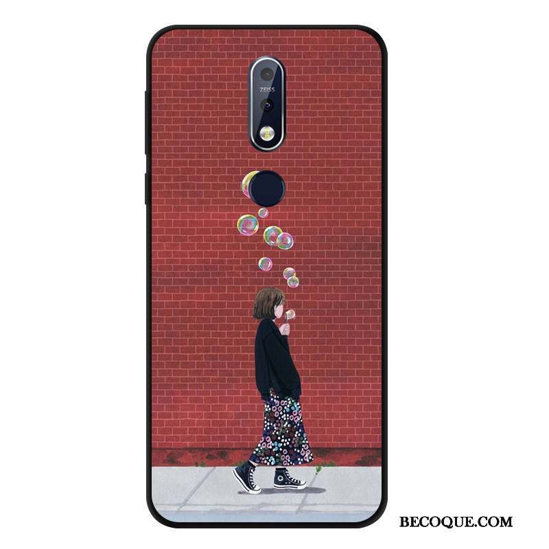 Nokia 7.1 Vent Étui Noir Fluide Doux Coque De Téléphone Incassable