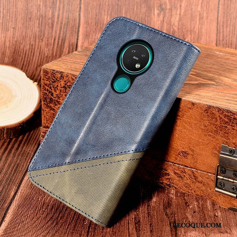 Nokia 7.2 Coque Incassable Épissure Étui En Cuir Clamshell Portefeuille Protection