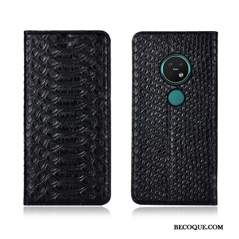 Nokia 7.2 Coque Modèle Fleurie Cuir Véritable Étui Haute Housse Incassable