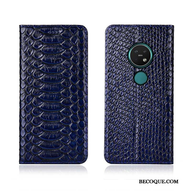 Nokia 7.2 Coque Modèle Fleurie Cuir Véritable Étui Haute Housse Incassable