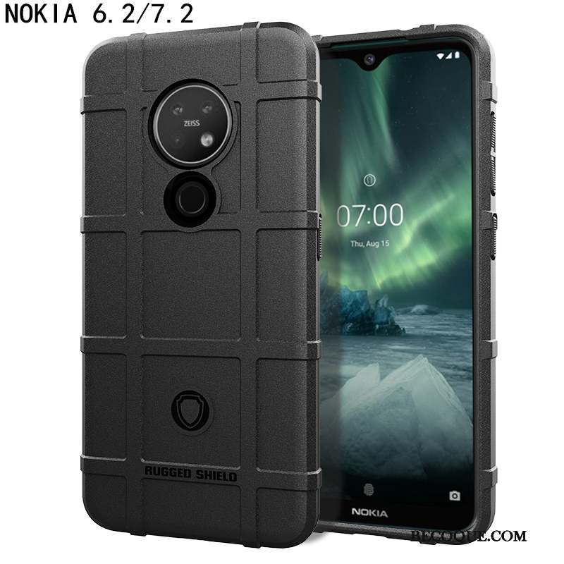 Nokia 7.2 Coque Trois Défenses Silicone Magnétisme Noir Nouveau Étui