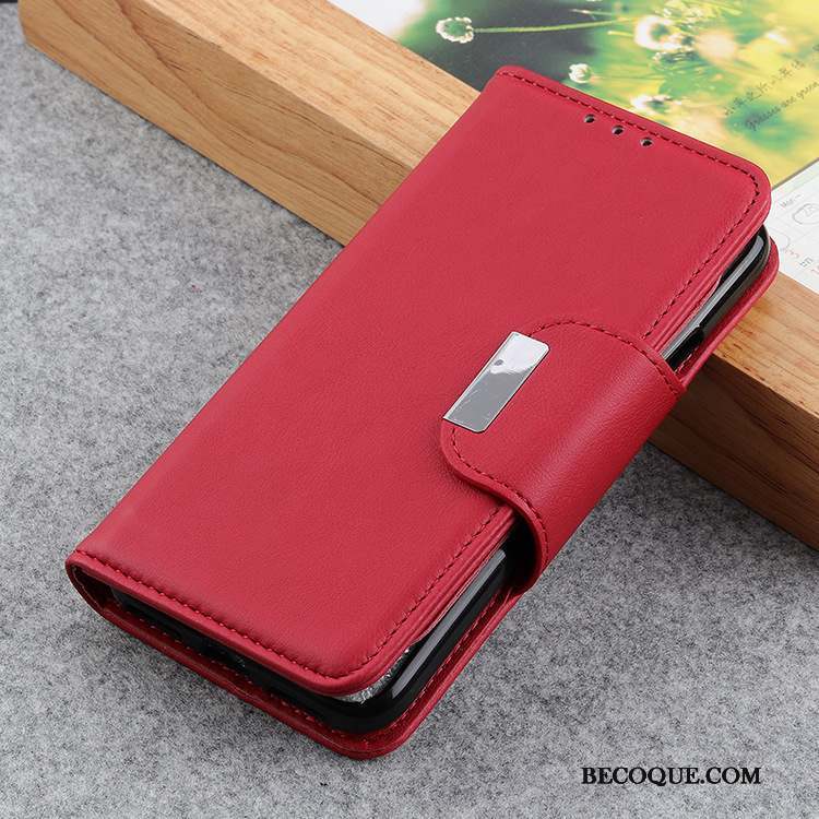 Nokia 7.2 Rouge Modèle Fleurie Peau De Mouton Coque De Téléphone Étui Téléphone Portable