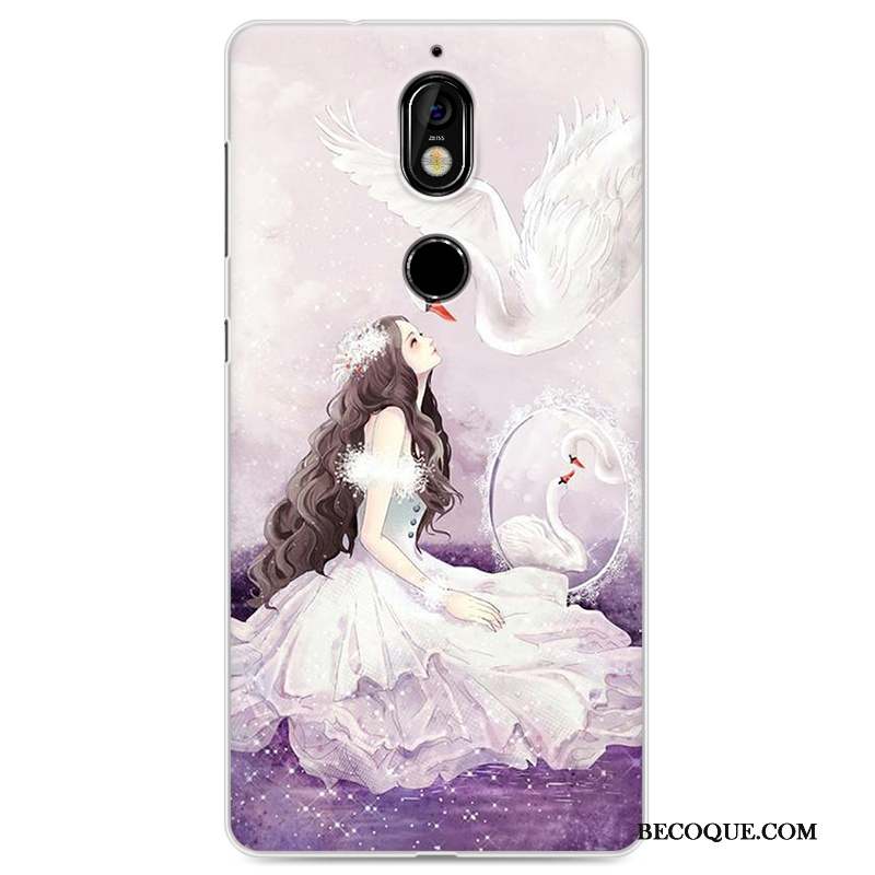 Nokia 7 Coque Incassable Protection Fluide Doux Violet Tendance Dessin Animé