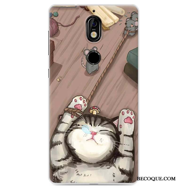 Nokia 7 Coque Incassable Protection Fluide Doux Violet Tendance Dessin Animé