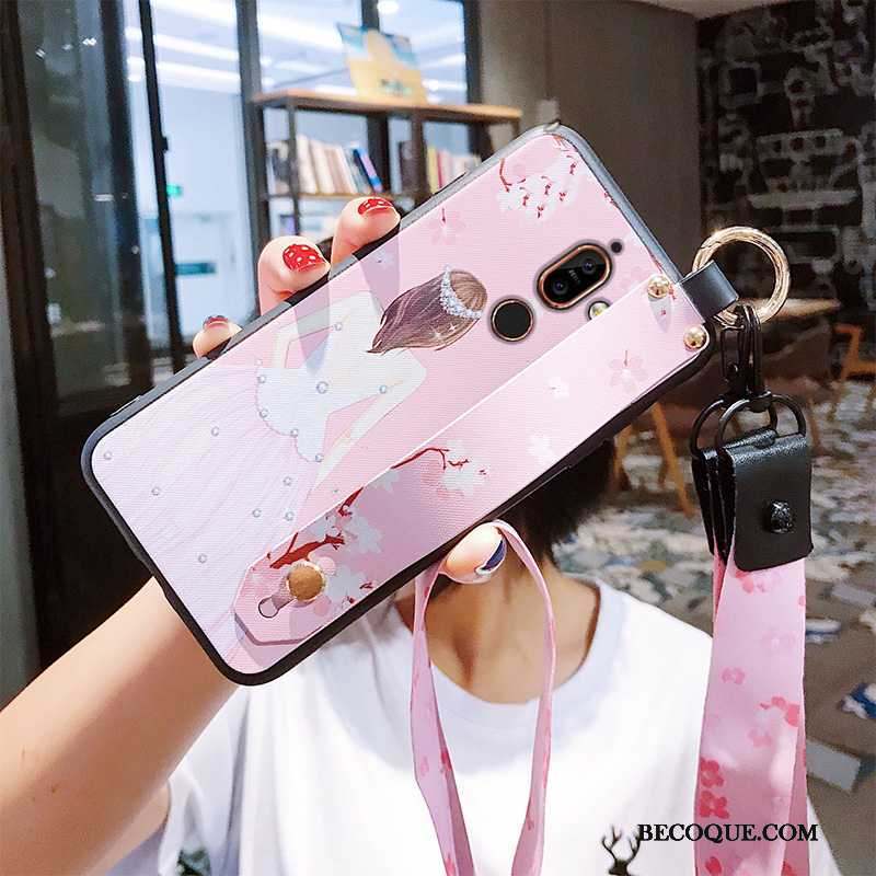 Nokia 7 Plus Coque Incassable Beauté Pu Rose Style Chinois