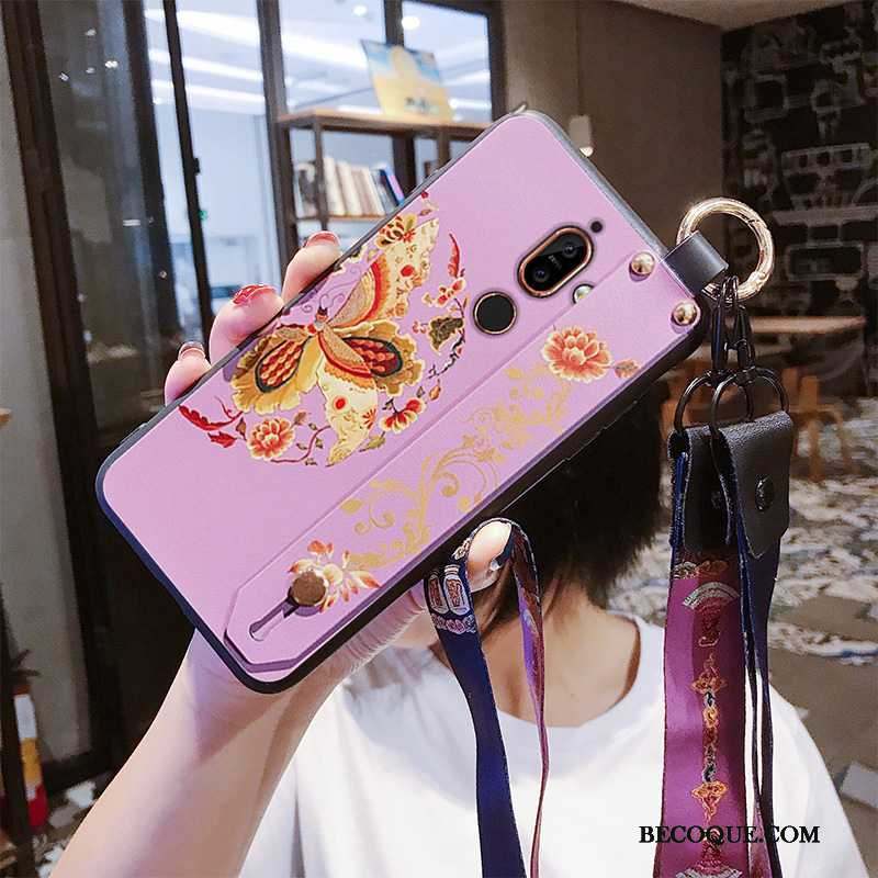 Nokia 7 Plus Coque Incassable Beauté Pu Rose Style Chinois