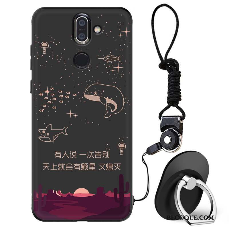 Nokia 7 Plus Coque Protection Marque De Tendance Personnalité Fluide Doux Noir Mode