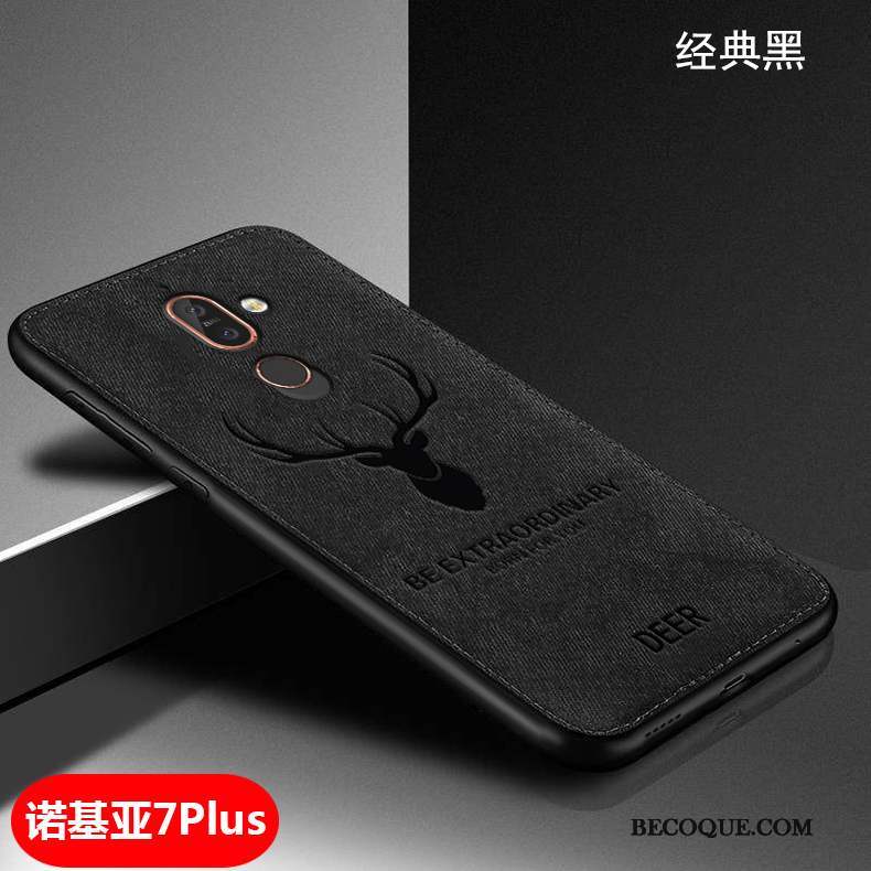 Nokia 7 Plus Coque Étui Silicone Modèle Fleurie Fluide Doux Gris Tendance