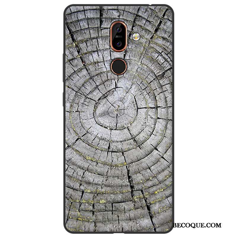 Nokia 7 Plus Fluide Doux Grain De Bois Coque De Téléphone Protection Tout Compris Étui
