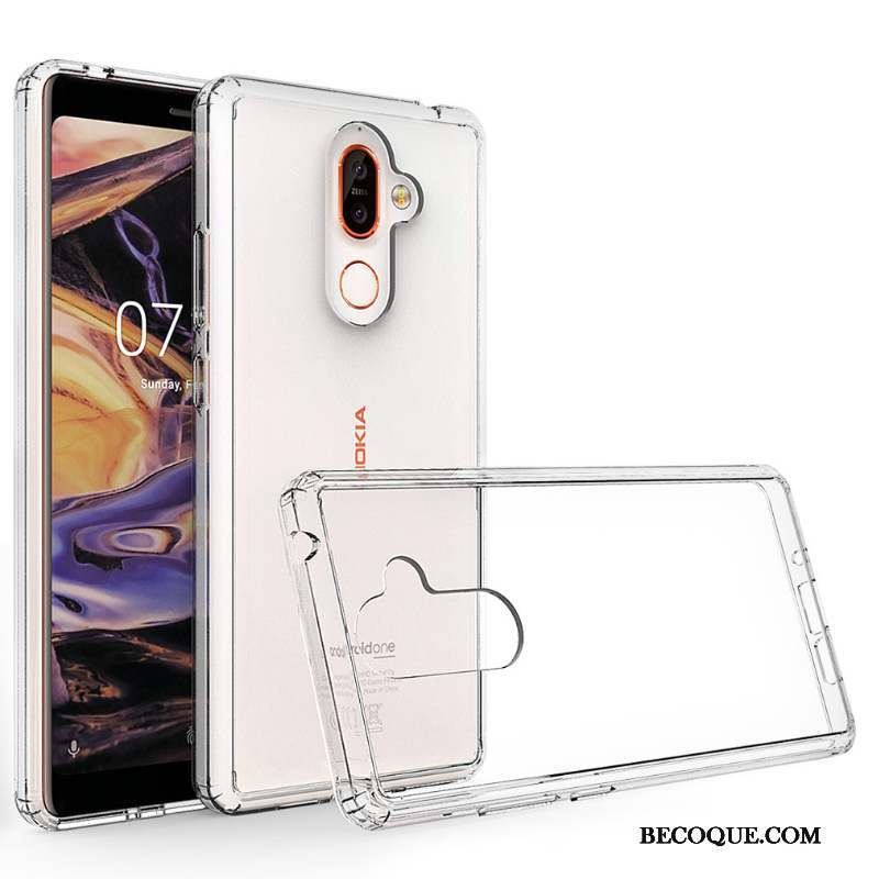 Nokia 7 Plus Étui Noir Incassable Transparent Border Coque De Téléphone