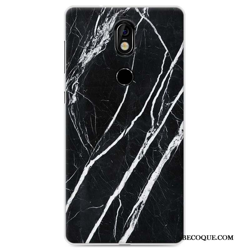 Nokia 7 Étui Coque De Téléphone Grain De Bois Protection Fluide Doux Blanc