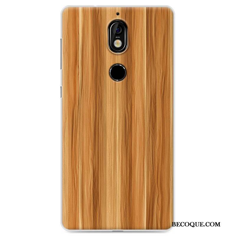 Nokia 7 Étui Coque De Téléphone Grain De Bois Protection Fluide Doux Blanc