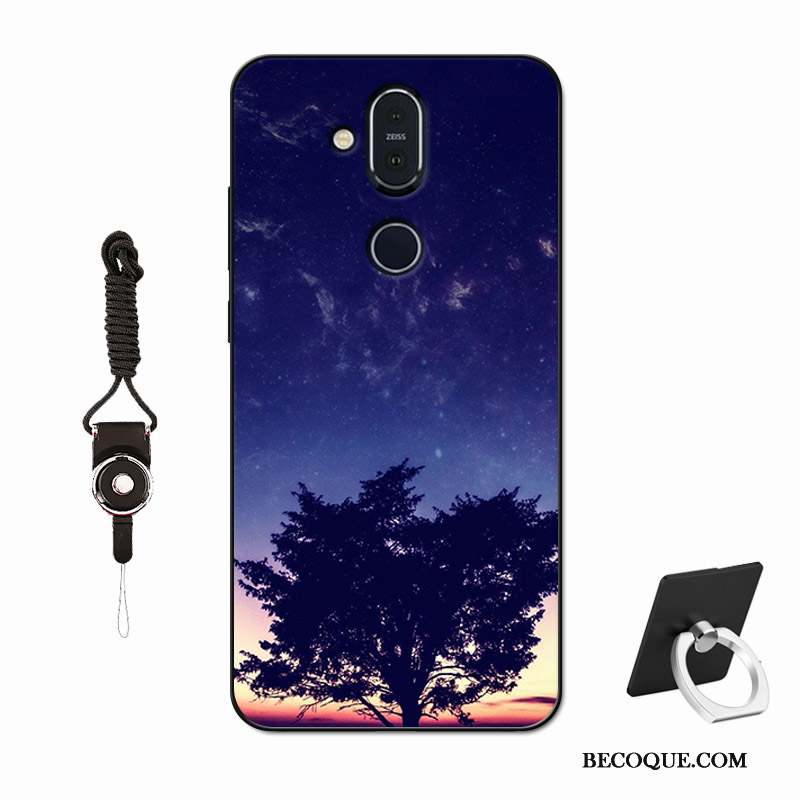 Nokia 8.1 Coque De Téléphone Délavé En Daim Silicone Amoureux Verre Tempérer