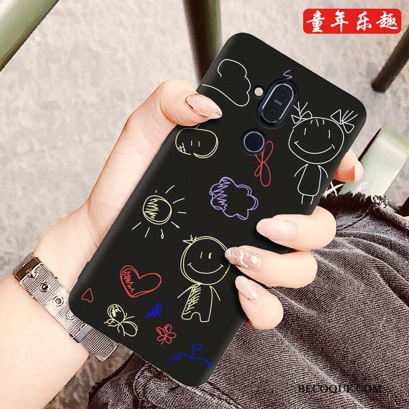 Nokia 8.1 Coque Dessin Animé Silicone Charmant Étui Modèle Fleurie Fluide Doux