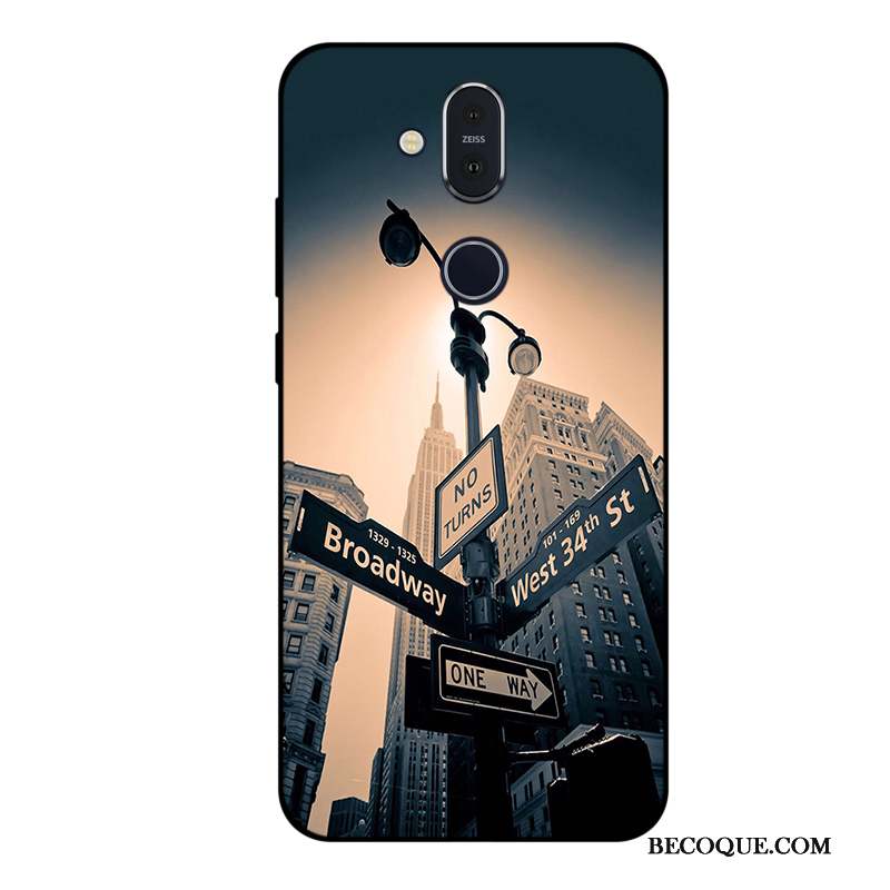 Nokia 8.1 Coque Personnalisé Incassable Tout Compris Dessin Animé Gris Silicone