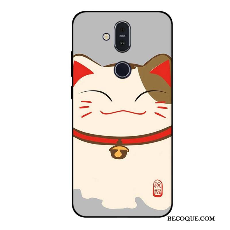 Nokia 8.1 Coque Personnalisé Incassable Tout Compris Dessin Animé Gris Silicone