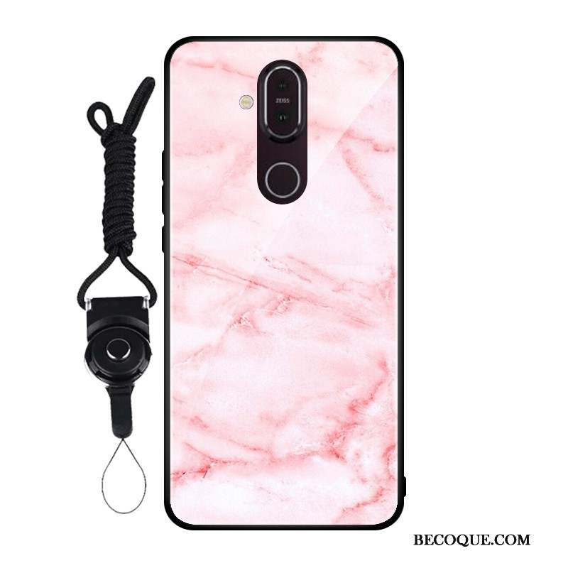 Nokia 8.1 Coque Téléphone Portable Protection Étui Rose Verre Personnalisé