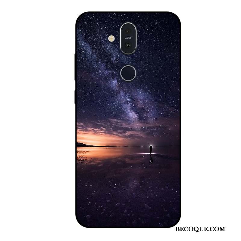 Nokia 8.1 Fluide Doux Ciel Étoilé Coque De Téléphone Violet Tout Compris Protection