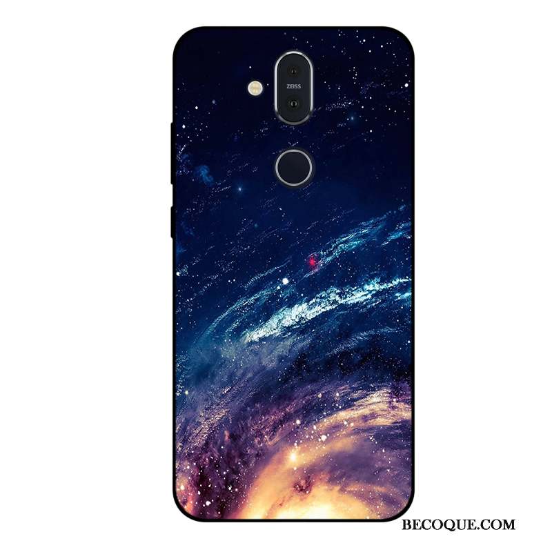 Nokia 8.1 Fluide Doux Ciel Étoilé Coque De Téléphone Violet Tout Compris Protection