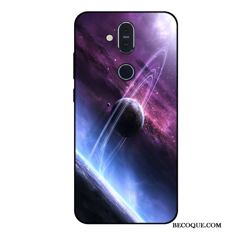 Nokia 8.1 Fluide Doux Ciel Étoilé Coque De Téléphone Violet Tout Compris Protection